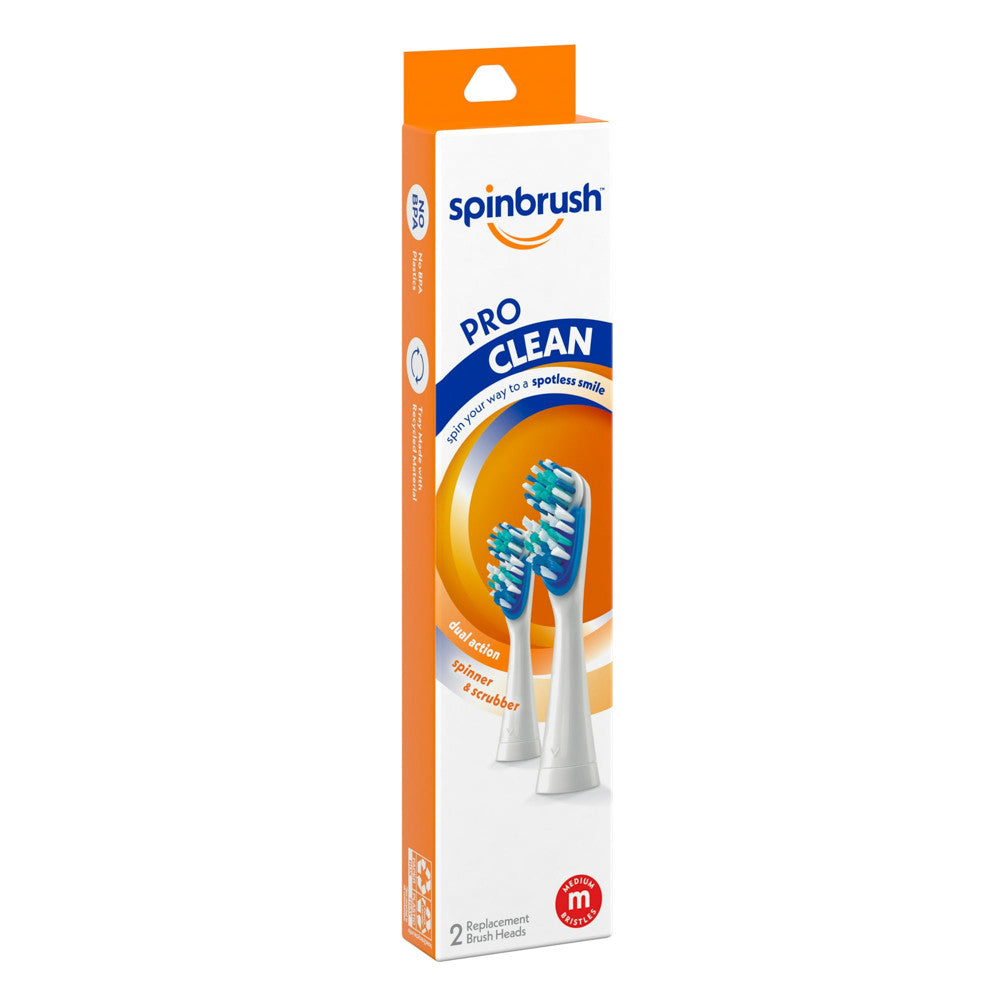 Arm & Hammer Spinbrush Pro Series Daily Clean Battery Toothbrush Refills, Medium, 2 ea
